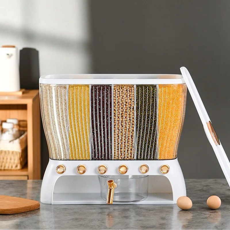 Dry Food Beans Dispenser Wall Mounted 6 Grid