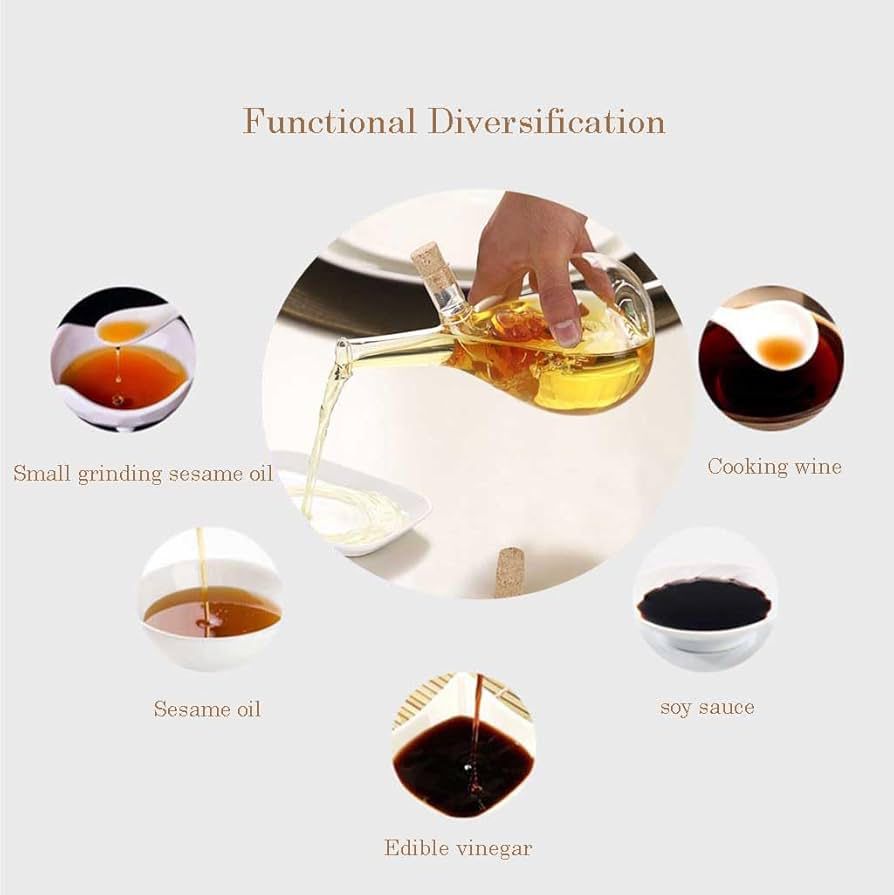 Double Pourer Spout Oil Dispenser Bottle for Kitchen