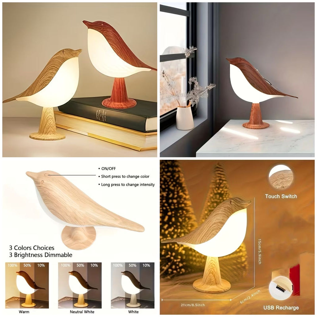 Sparrow Bird Shaped, Rechargeable Bedside Lamp