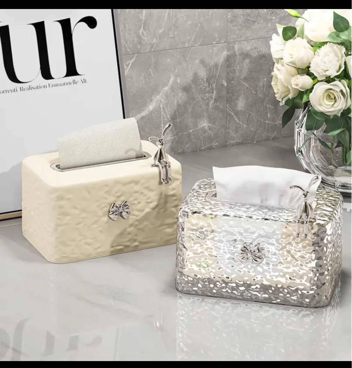 Glacier Luxury Tissue Box With Rabbit Logo