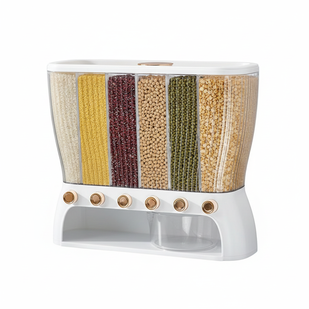 Dry Food Beans Dispenser Wall Mounted 6 Grid